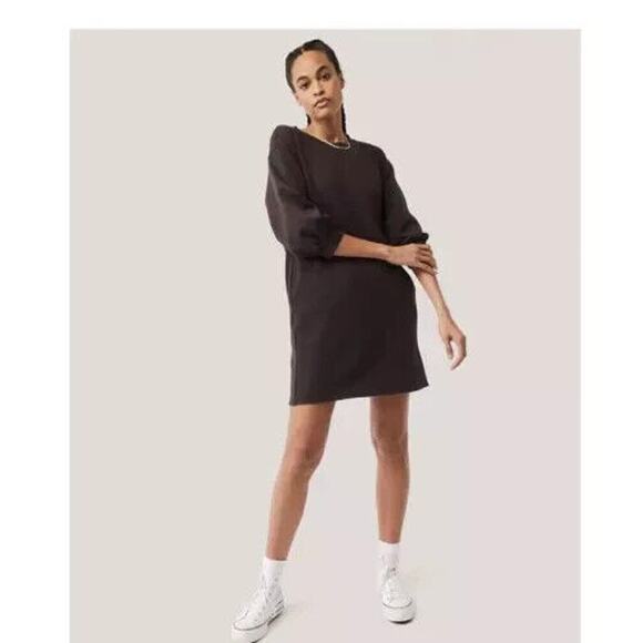 Pact Dress Sweater Midi Large Gray-Black Organic‎ Cotton Essentials Minimalist - Picture 1 of 10